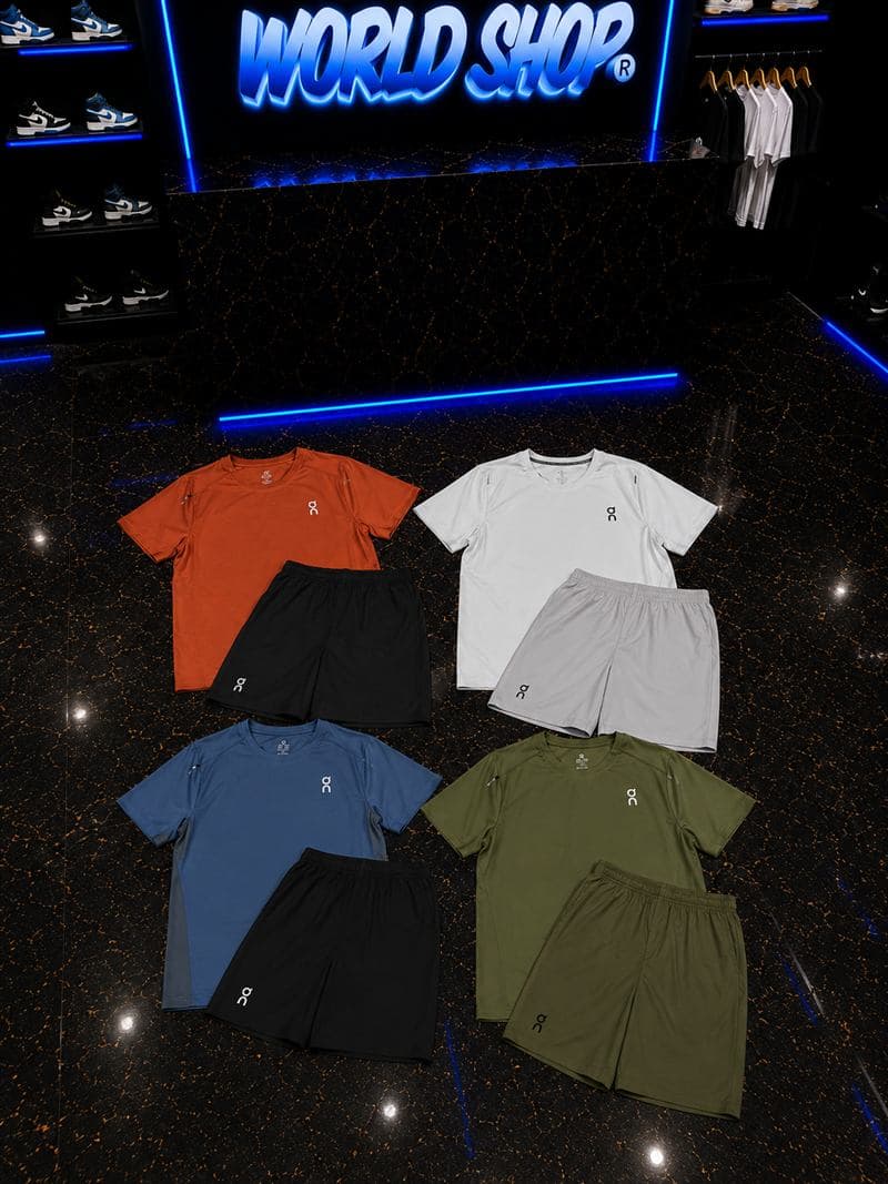 Ensemble tee + short orange/olive