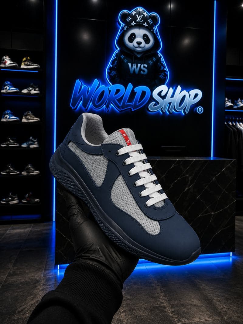 Sneakers basses bleu marine & écru